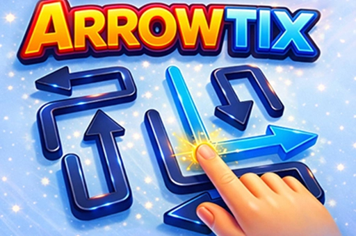 Master the logic in Arrowtix: Train Your Brain Gameplay showing a grid of tangled arrows waiting to be cleared in Arrowtix