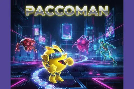 Hard Neon Paccoman intense maze-chase gameplay with high-contrast neon visual filters